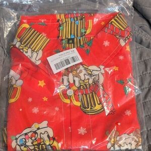 Festive Red Holiday Shirt with Beer Mug Print